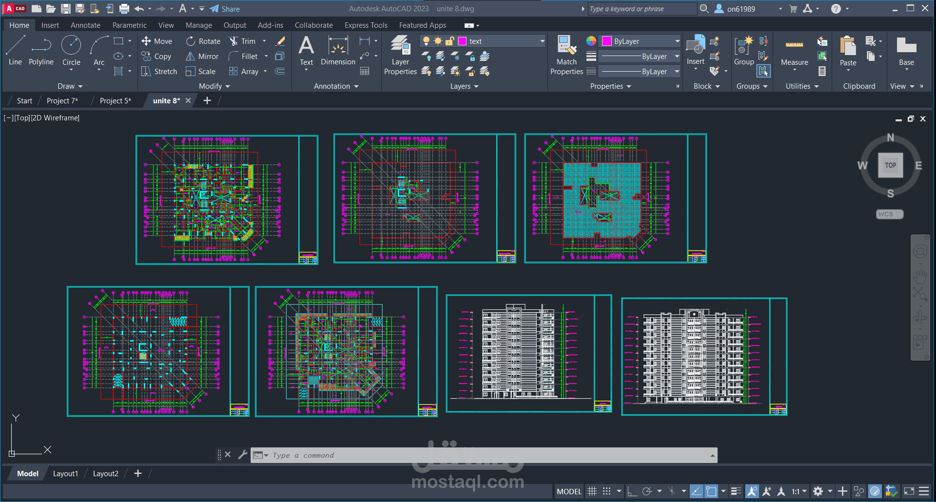 مخططات معماريه لبعض المشاريع على برنامج Auto CAD