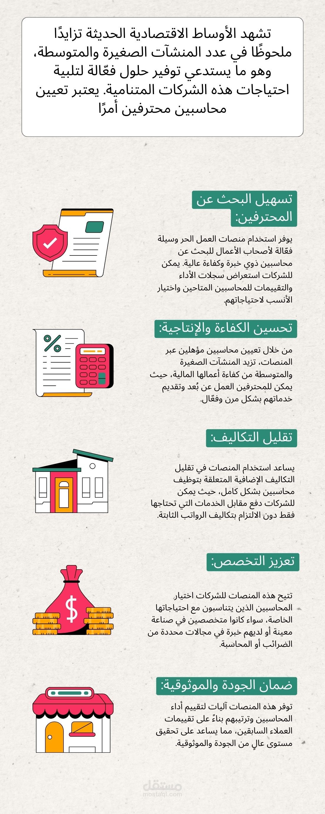 عنوان: منصة للعمل الحر تسهل على المنشآت الصغيرة والمتوسطة تعيين المحاسبين وانهاء أعمالها المالية