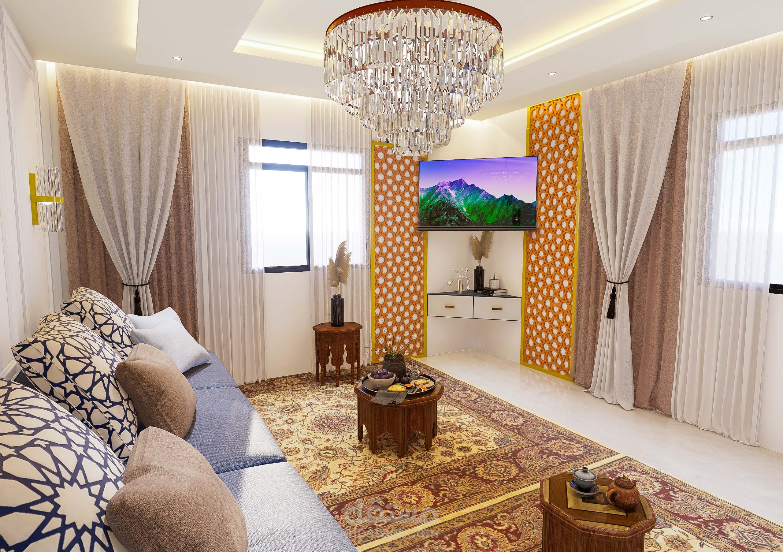 تصميم صالون مغربي يلبي احتياجات العميل