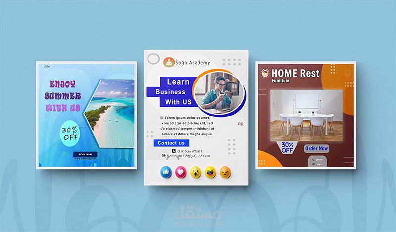 تصميم بوسترات السوشيال ميديا متنوعة