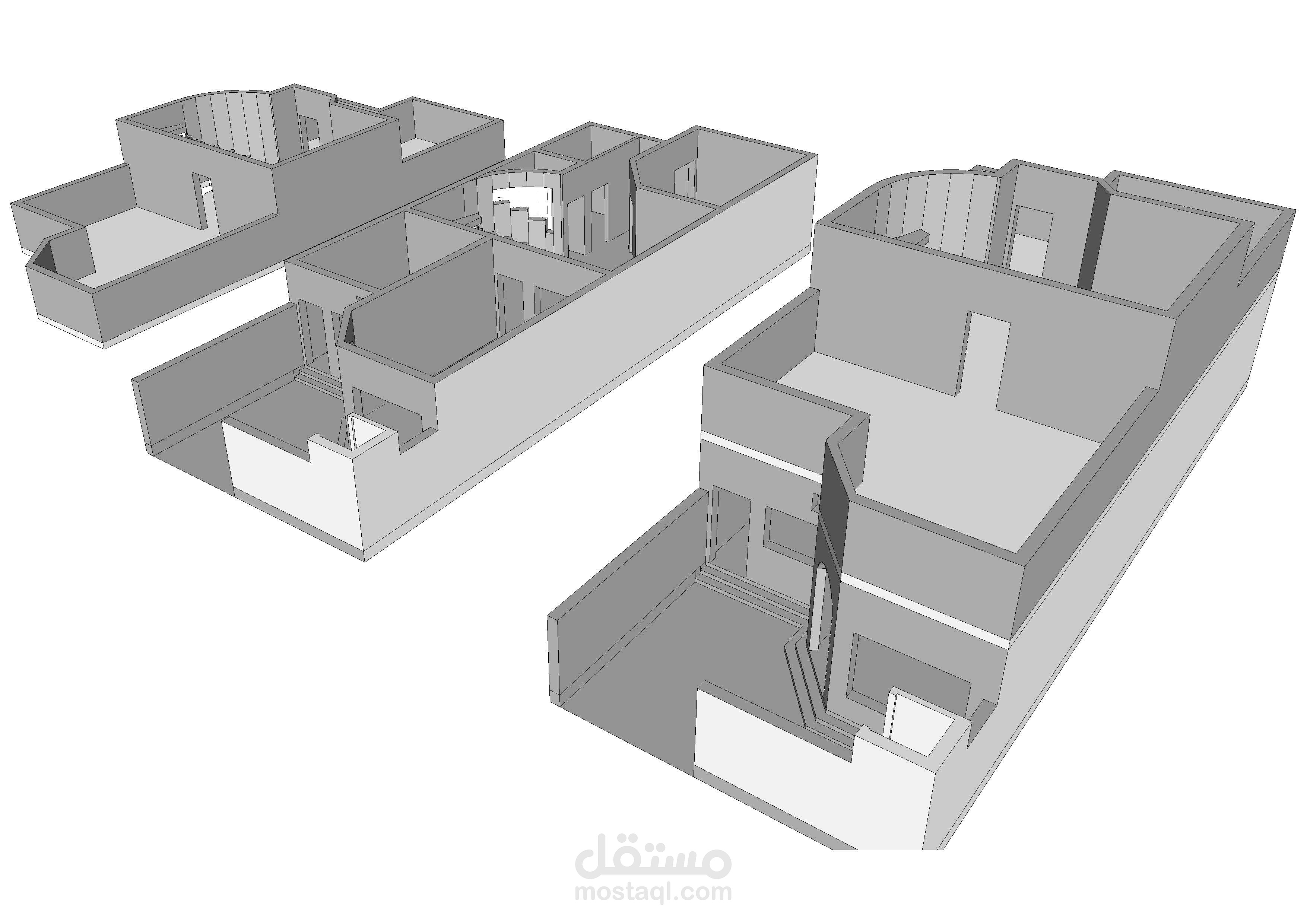 مخطط لمنزل ثلاثي الابعاد باستخدام برنامج SketchUp