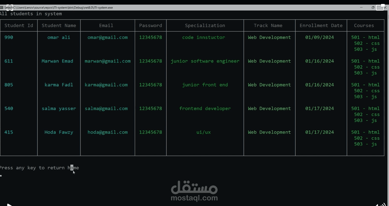 ITI System run in Console APP