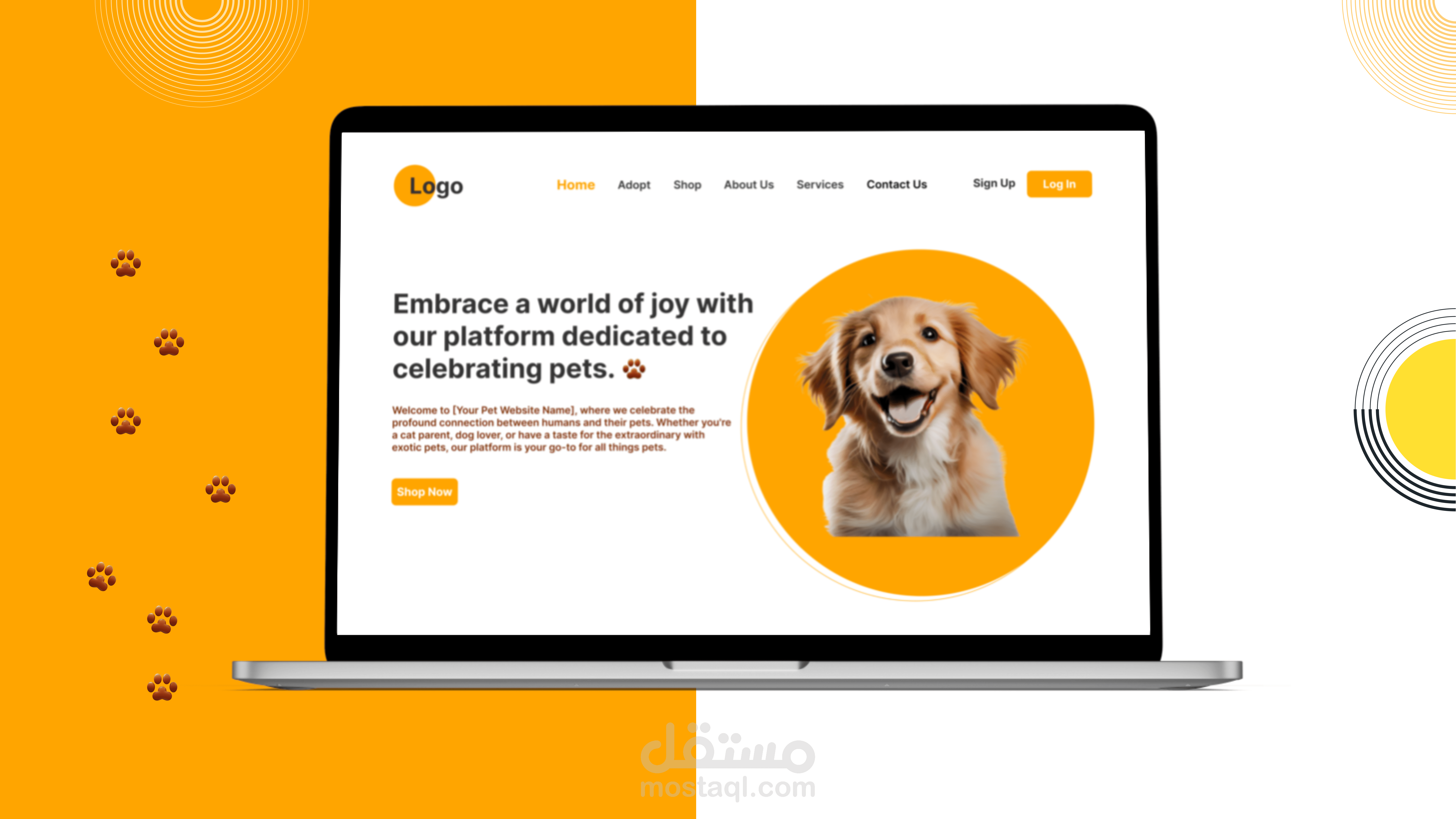 تصميم صفحة هبوط لموقع إلكتروني خاص بخدمات الحيوانات الأليفة – UI/UX
