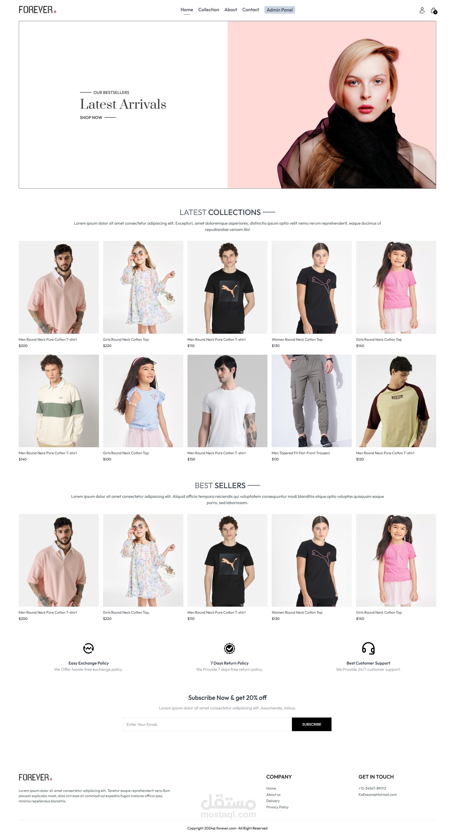 Forever E-commerce is a full-stack e-commerce platform