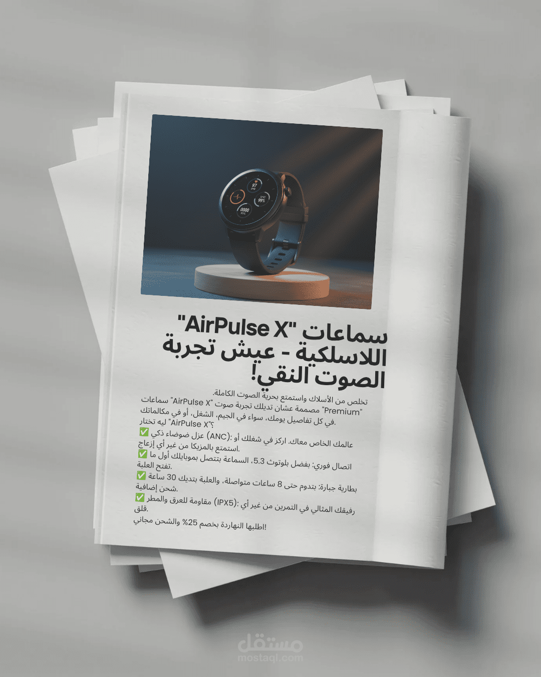 كتابة وصف احترافي لسماعات AirPulse X اللاسلكية