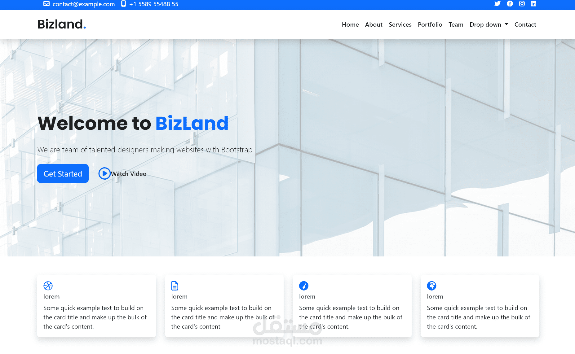 صفحة ويب مبرمجة بإستخدام بعض اللغات مثل HTML, CSS, JS , وبعض مكتبات ال Bootstrap