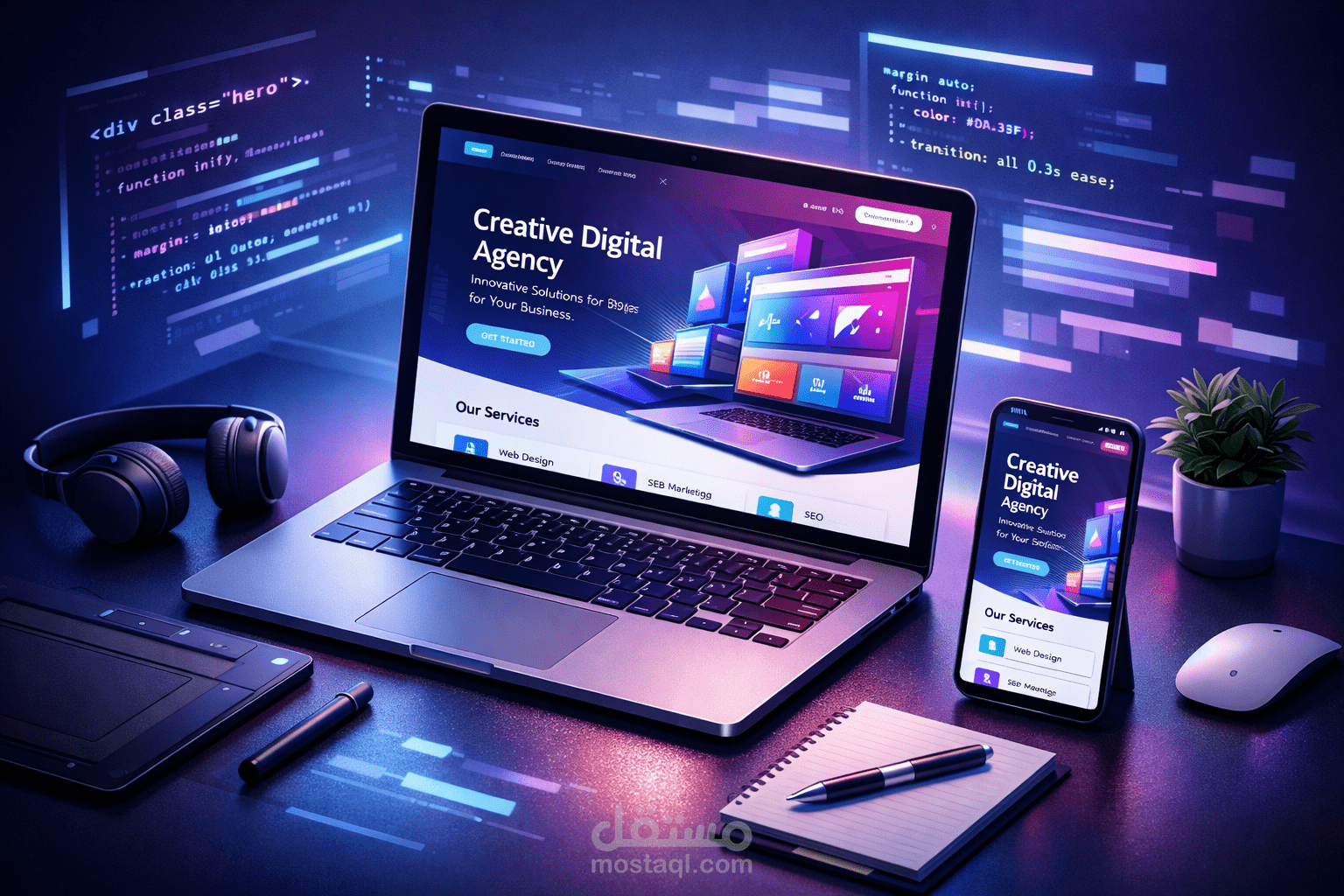 تصميم موقع الكتروني احترافي متجاوب وسريع لشركتك او مشروعك