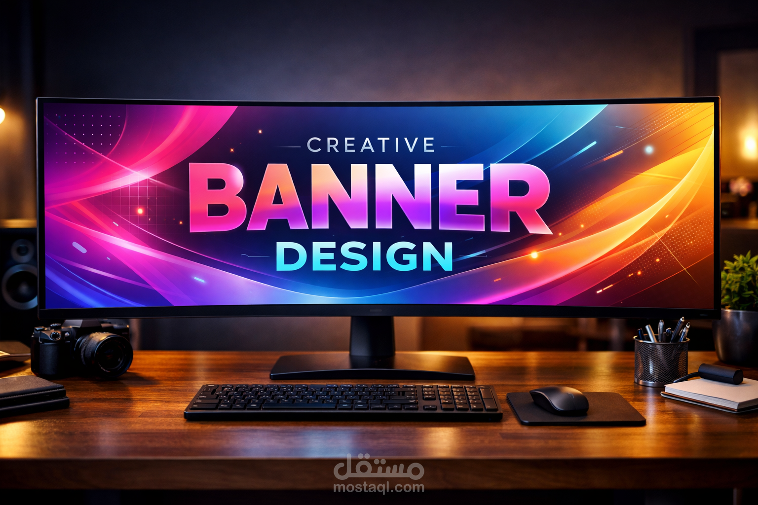 تصميم بانر احترافي وجذاب لقناتك او موقعك او متجرك الالكتروني