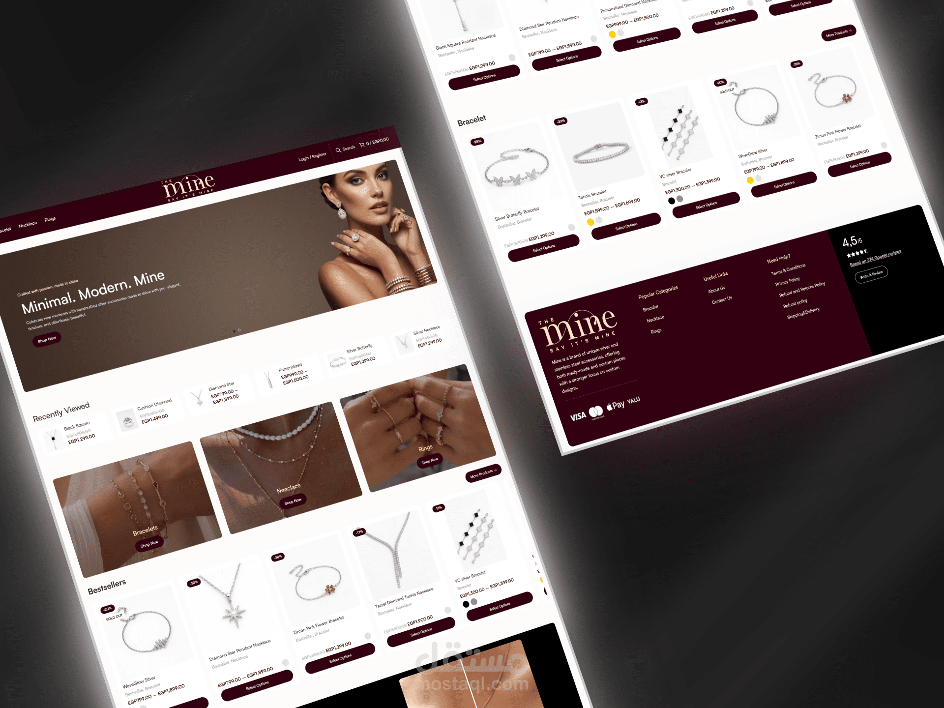 تصميم متجر إلكتروني باستخدام WordPress لشركة Mine Store للفضة والإكسسوارات