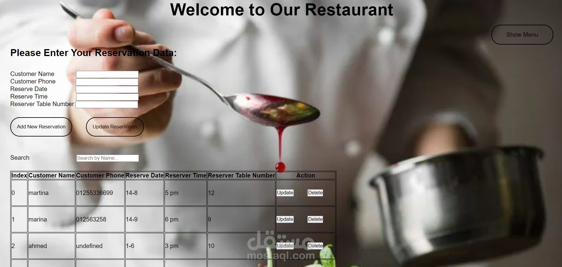 (JAVASCRIPT (Restaurant