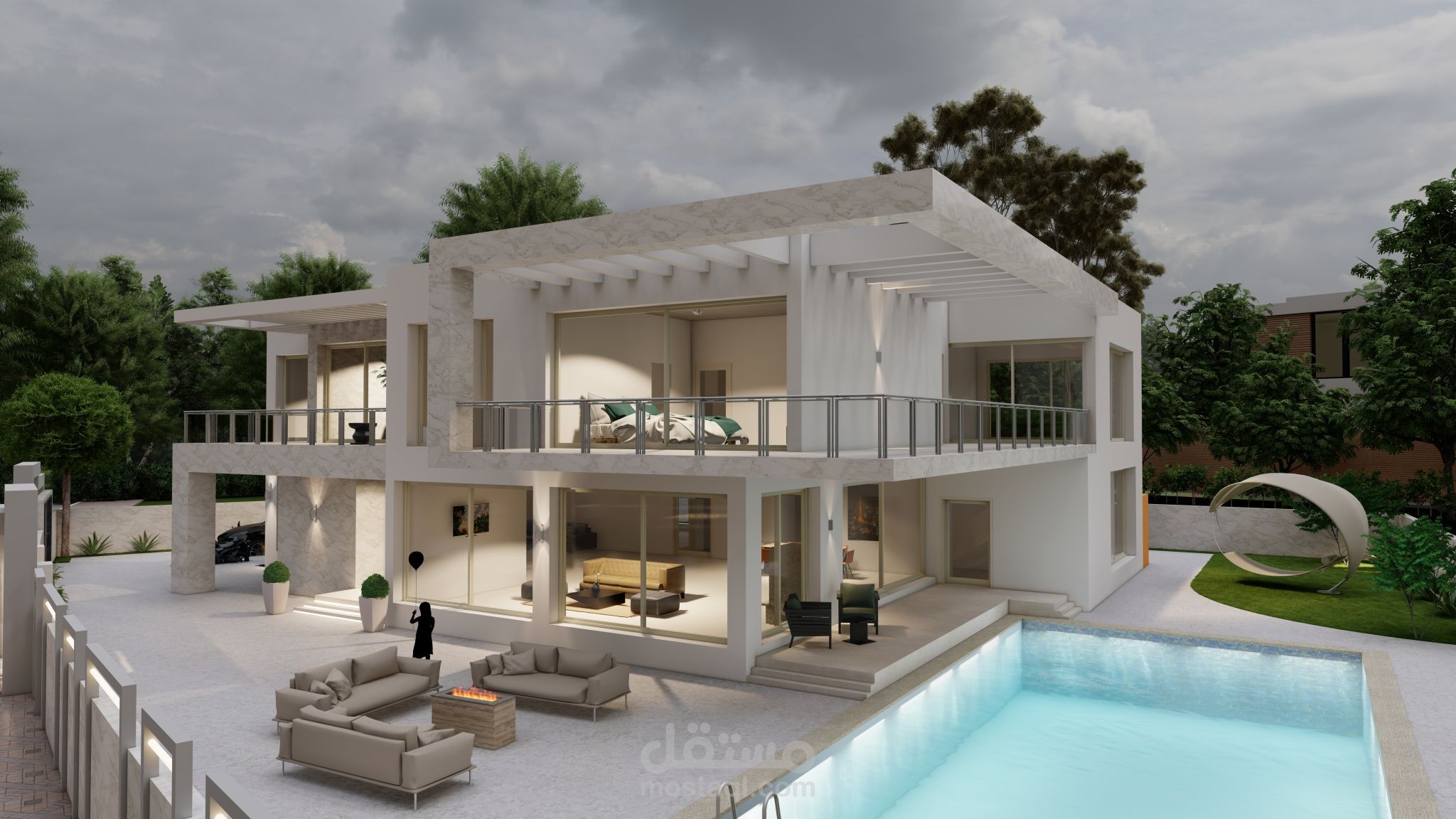 تصور معماري لفيلا حديثة