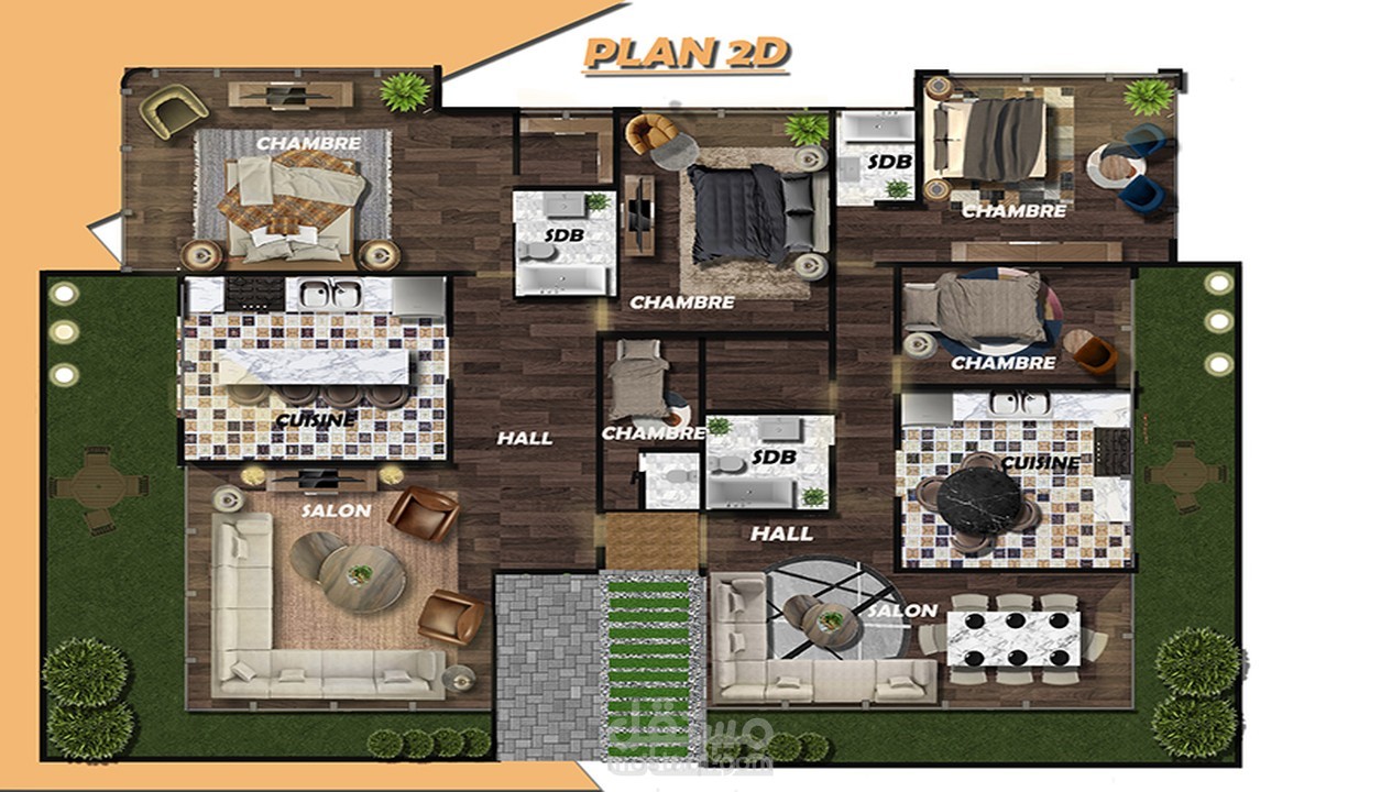 اظهار معمارى للمسقط الأفقي فوتوشوب معماري