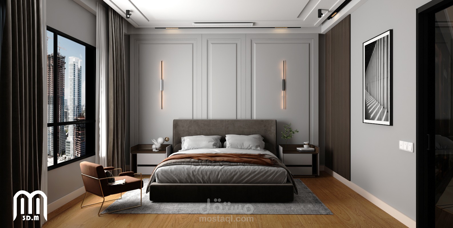 تصميم ثلاثي الابعاد لغرفة نوم