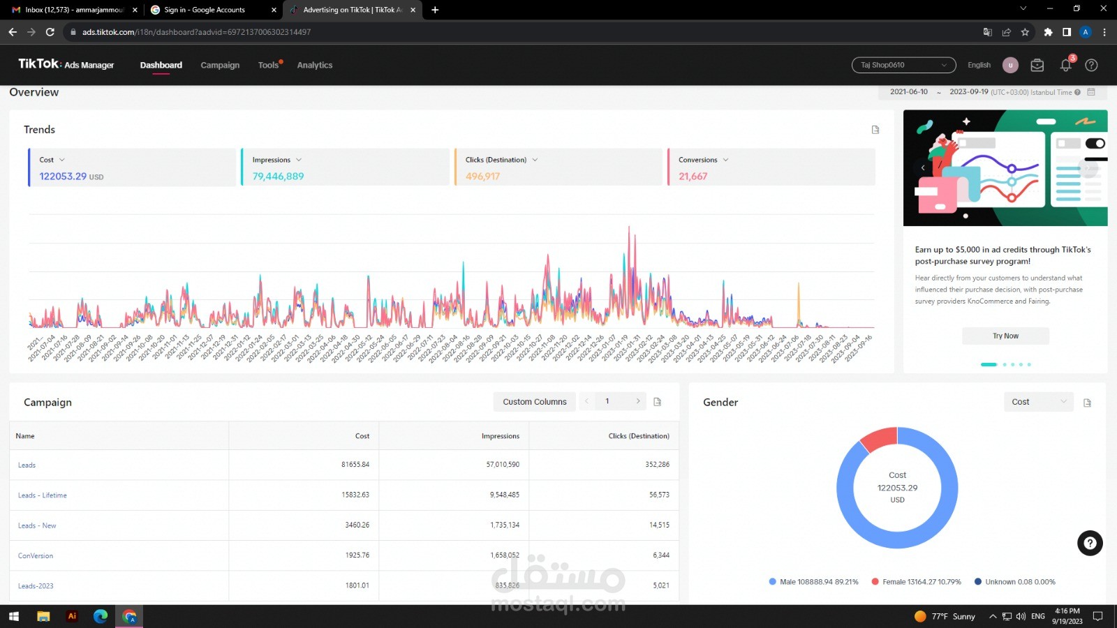 نتائج حملات اعلانية على تيك توك