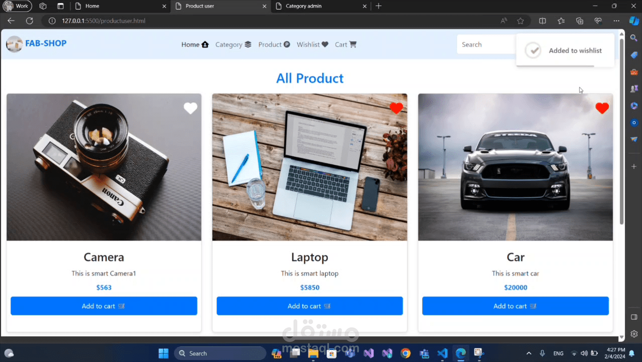 E-commerce website built from scratch