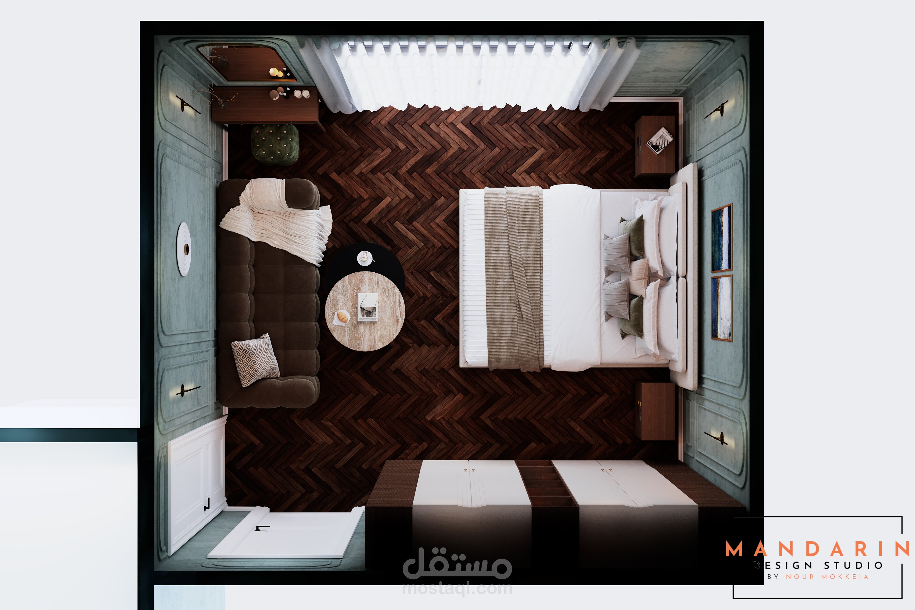 تصميم داخلي غرفة نوم نيو كلاسيك