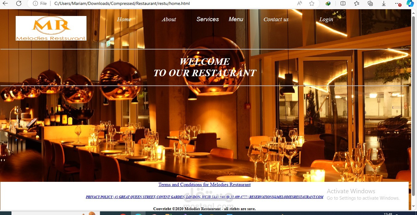 Reasturant  With Html,Css,JavaScript
