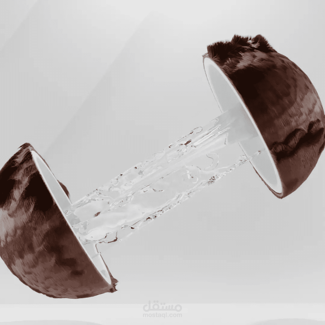 جوز هند مقطوع على جزئين