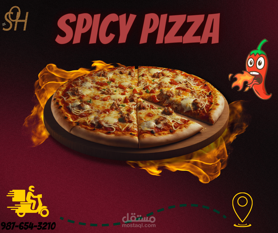 تصميم اعلان سوشيال ميديا لمطعم pizza