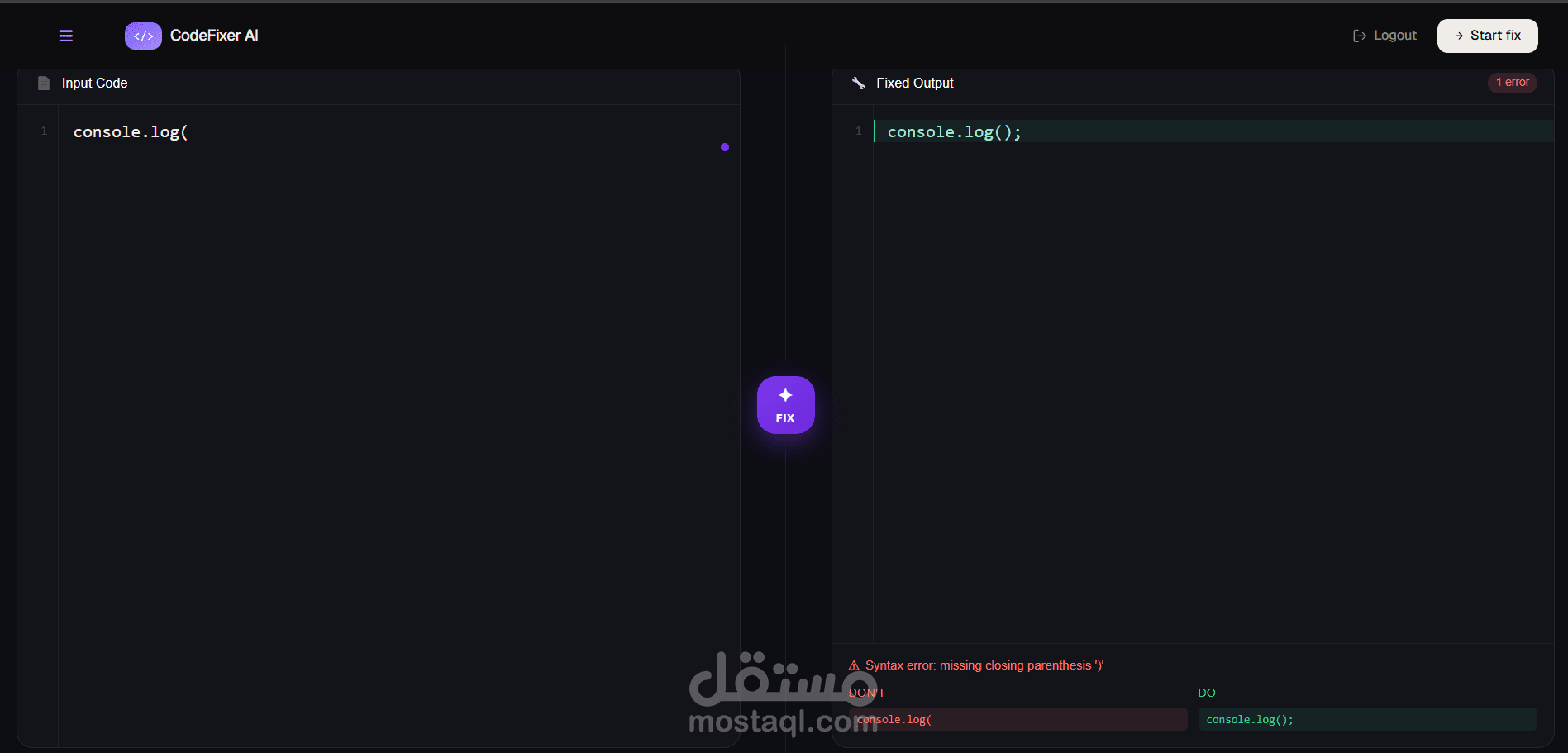 Bug Fixer - مساعد ذكي لتحليل وتصحيح الأكواد البرمجية