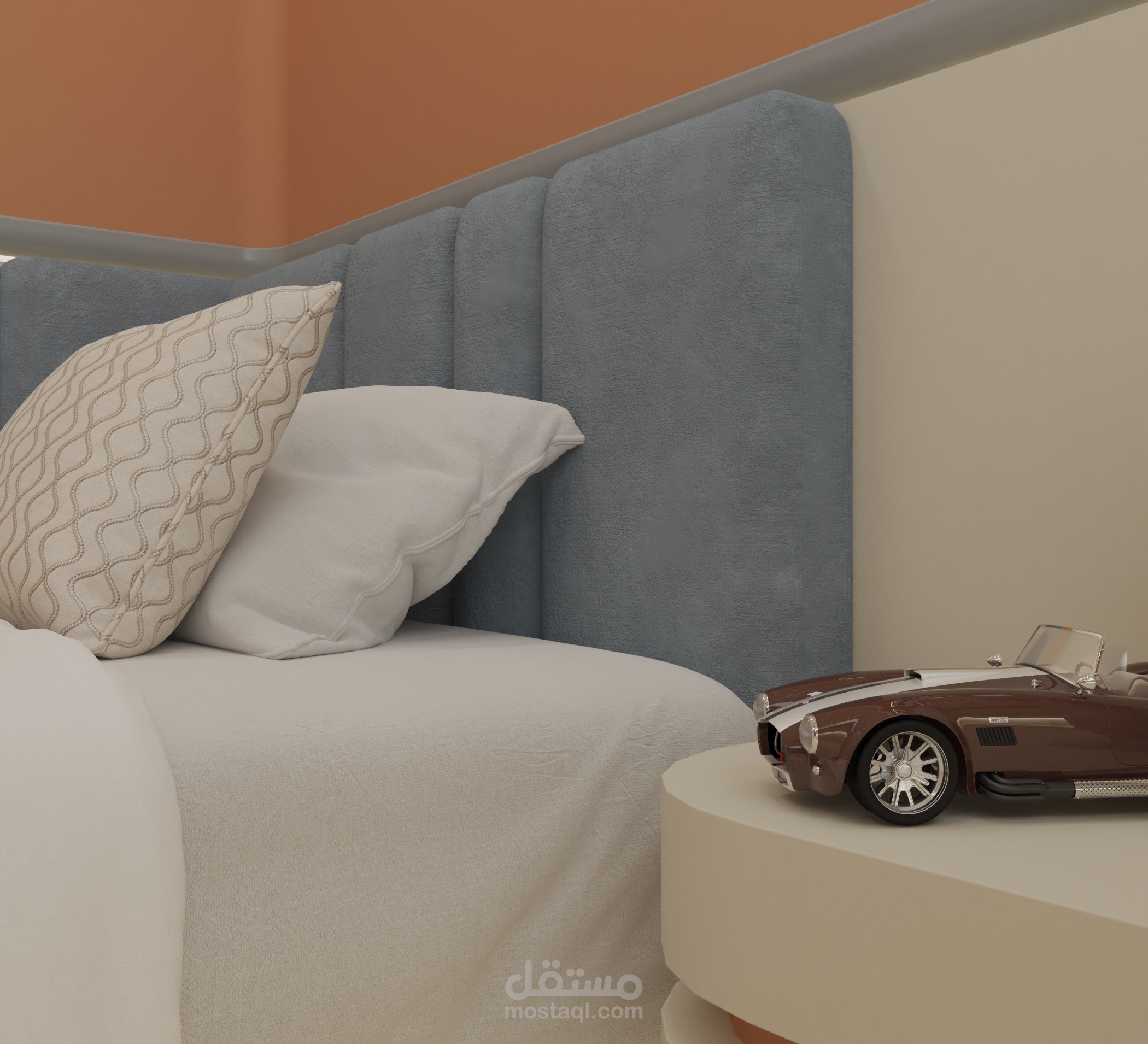 تصميم غرفة نوم أطفال ضمن مساحة ضيقة وغير منتظمة