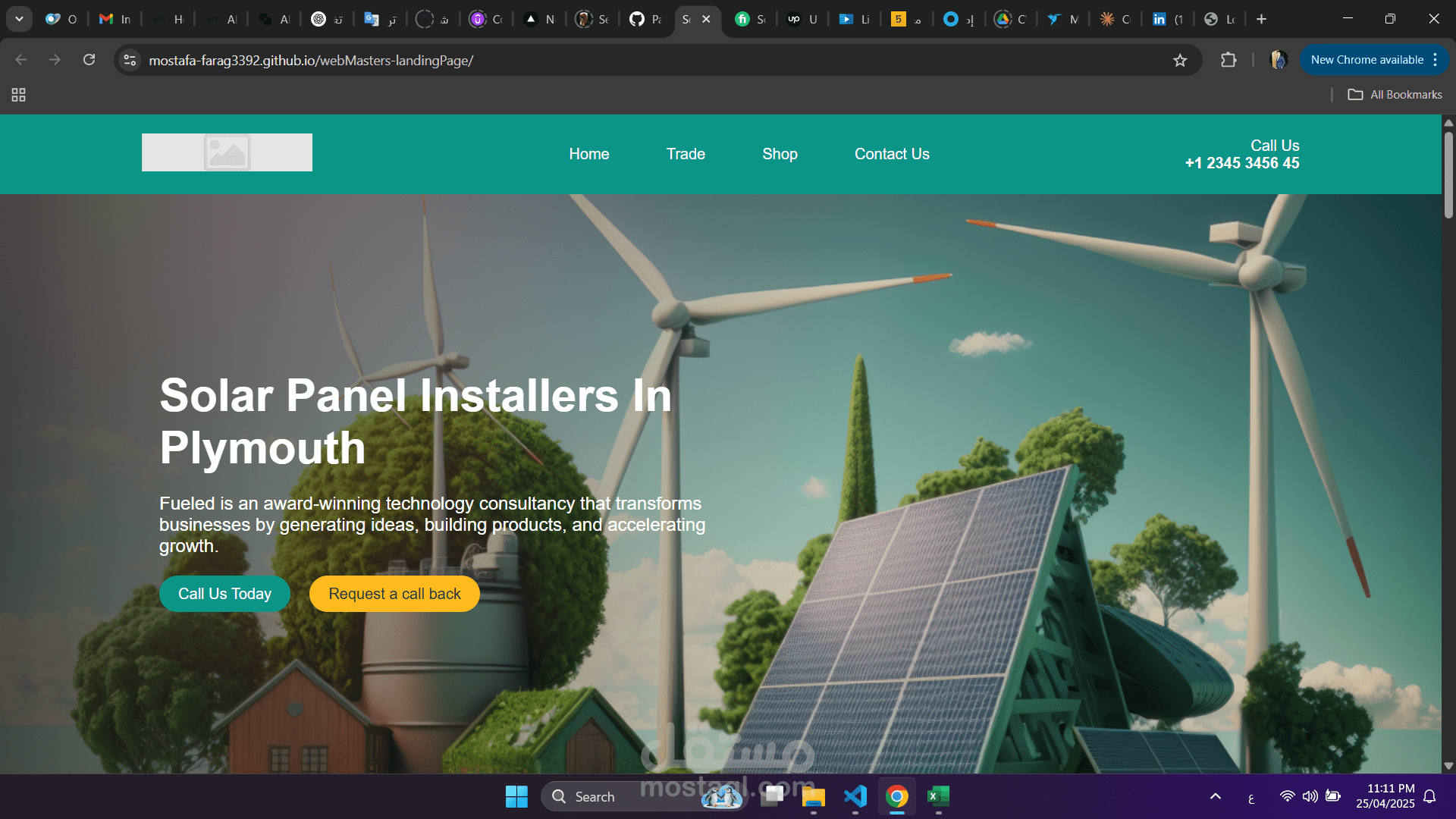 Solar Panel Landing Page