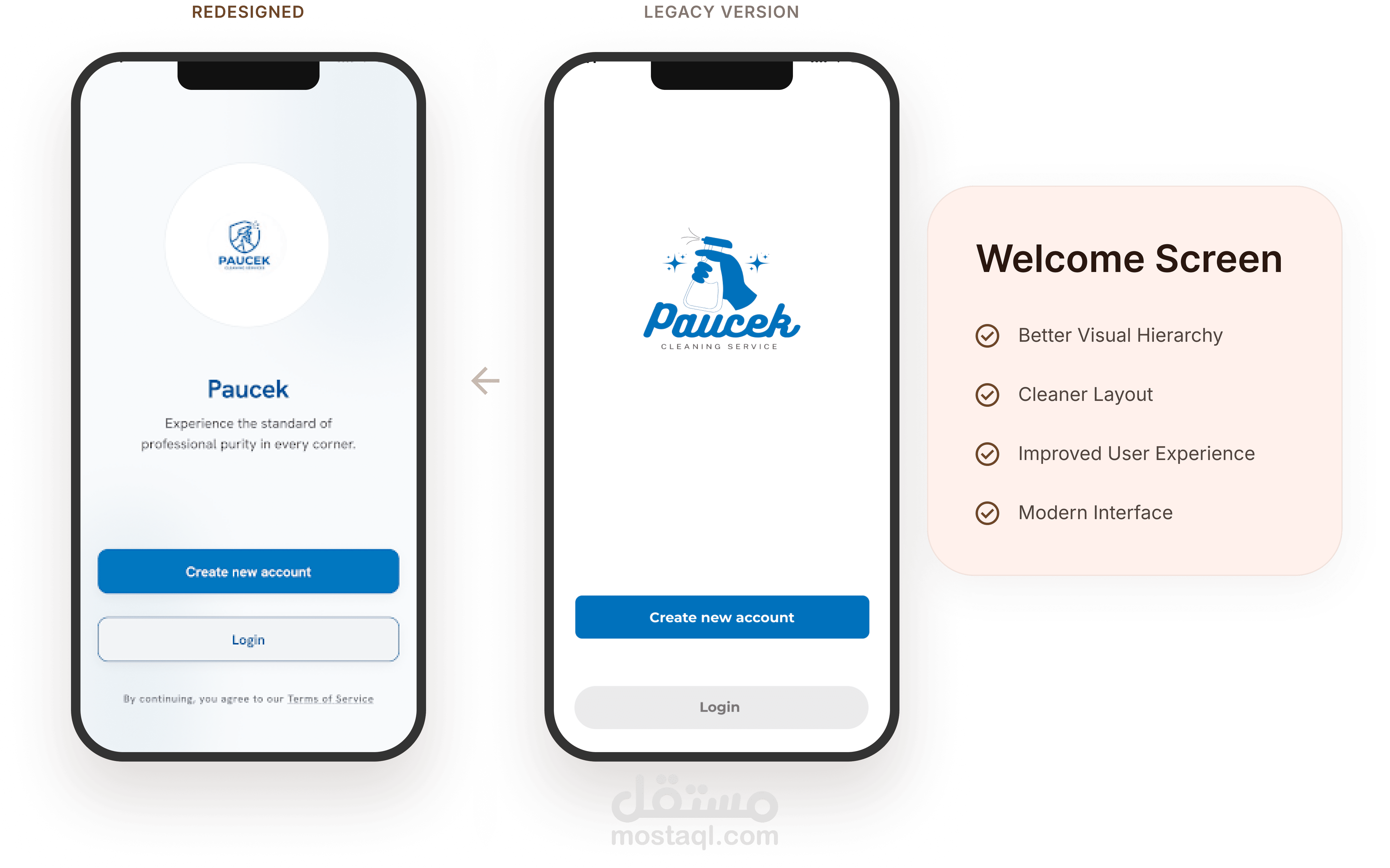 Paucek Cleaning App – Mobile App UI Redesign