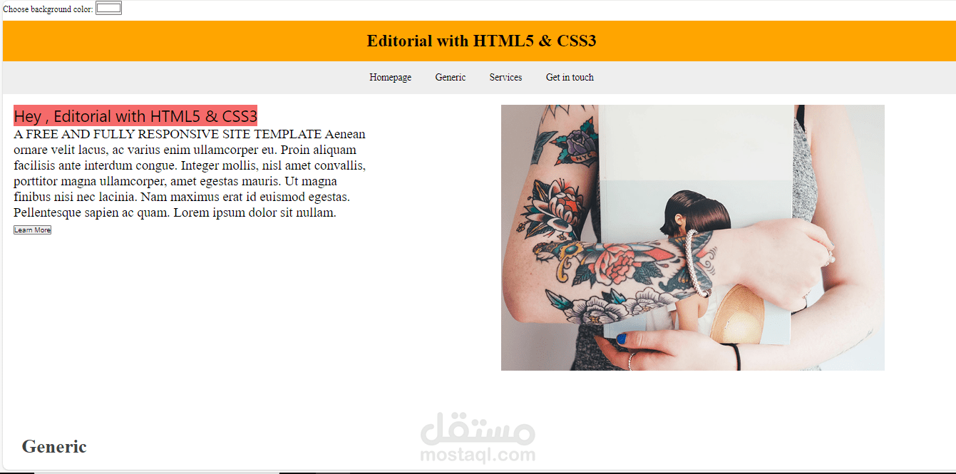 صفحة لاستعراض بعض استحدمات html5 , css3