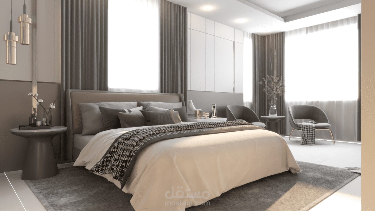 تصميم داخلي لغرفة نوم رئيسية
