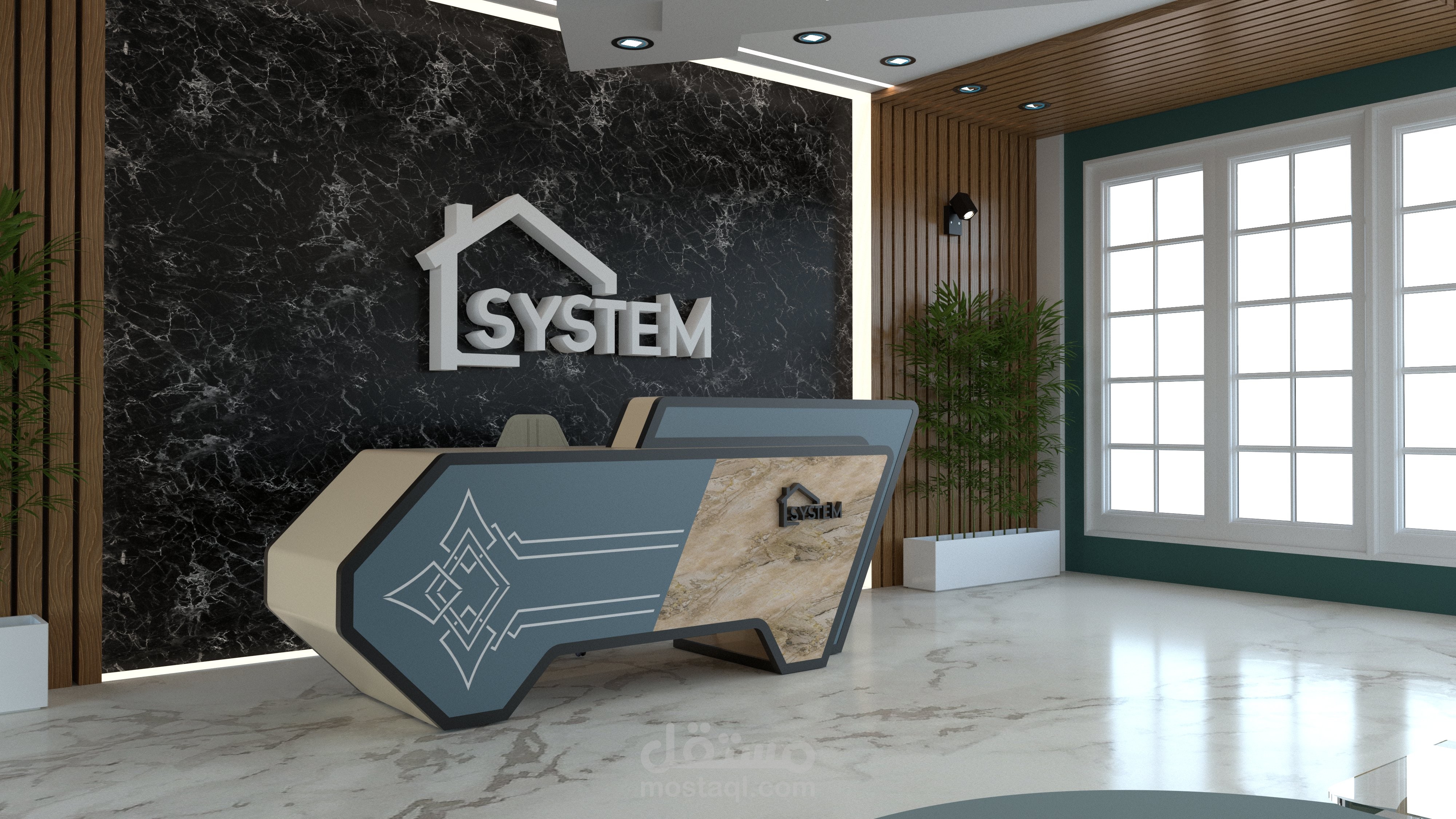 تصميم داخلي لاستقبال في شركه
