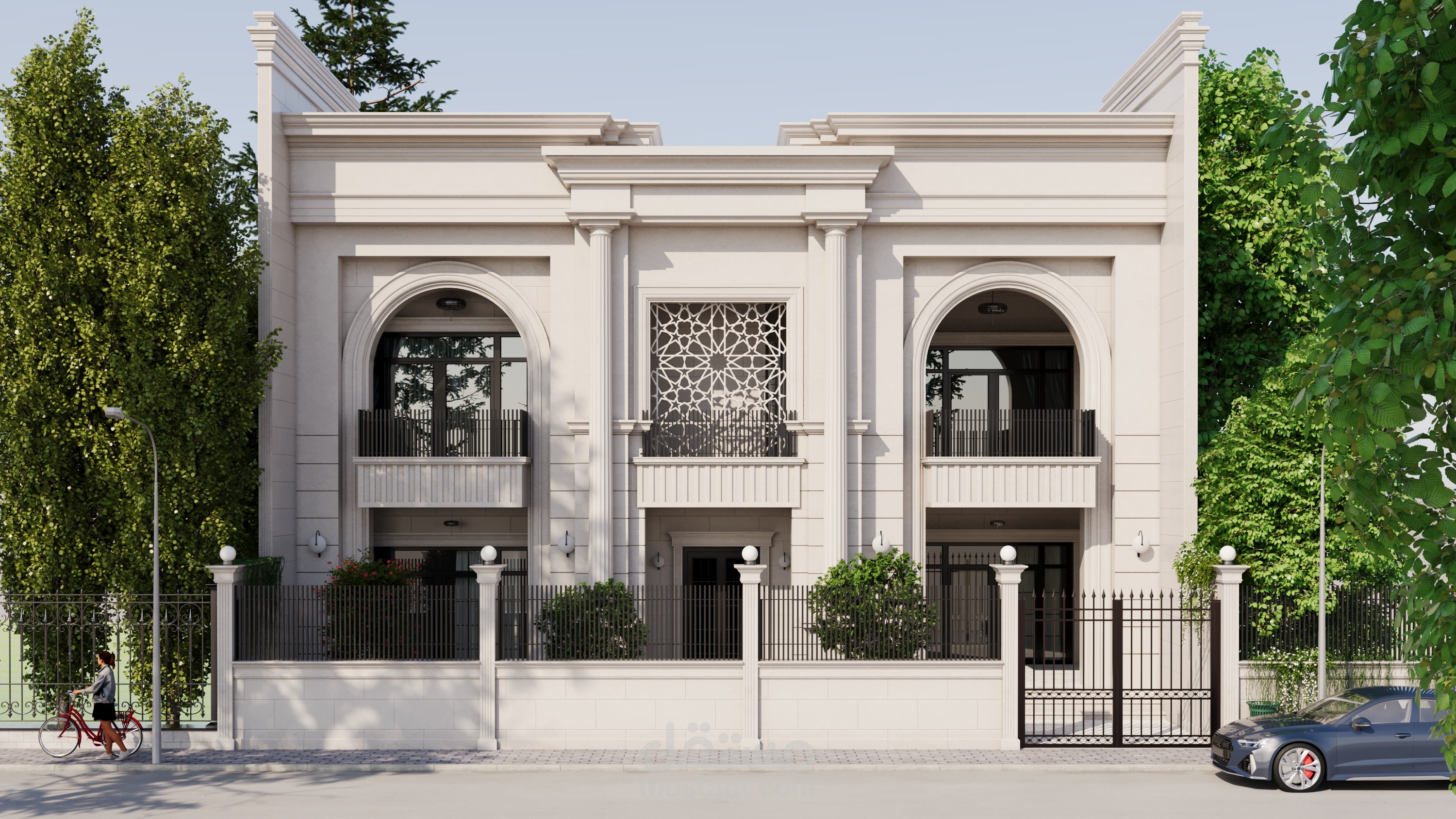 تصميم واجهة لفيلا بنمط كلاسيكي