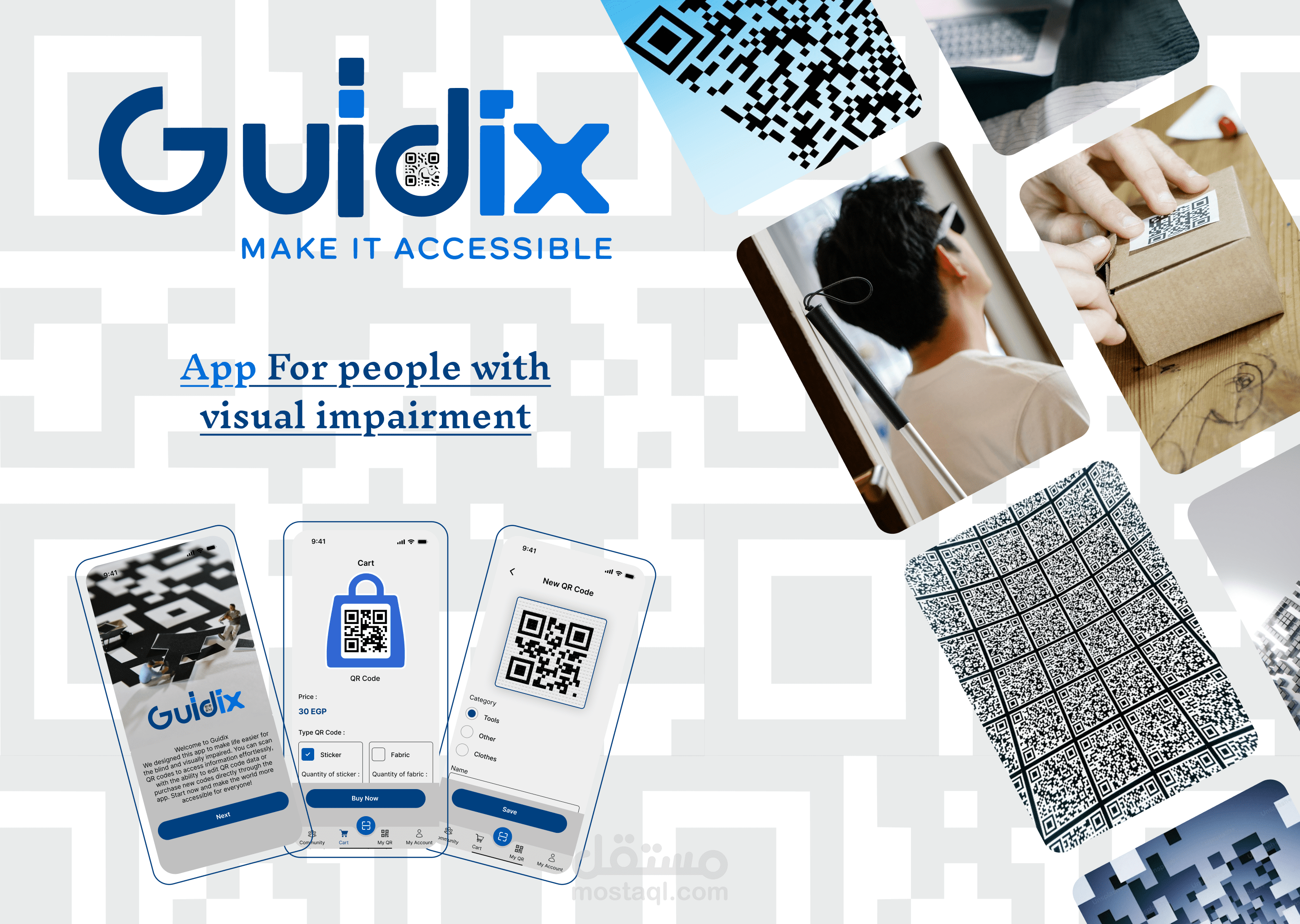 تصميم UI/UX - تطبيق لدعم ذوي الإعاقة البصرية من خلال تقنية Guidix  -  Scan QR Code
