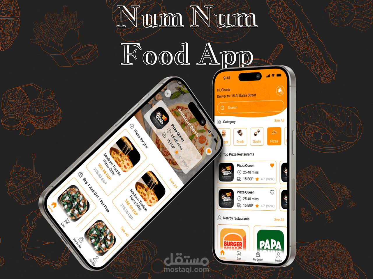 تصميم UI/UX - تطبيق لتوصيل الطعام  - Num Num