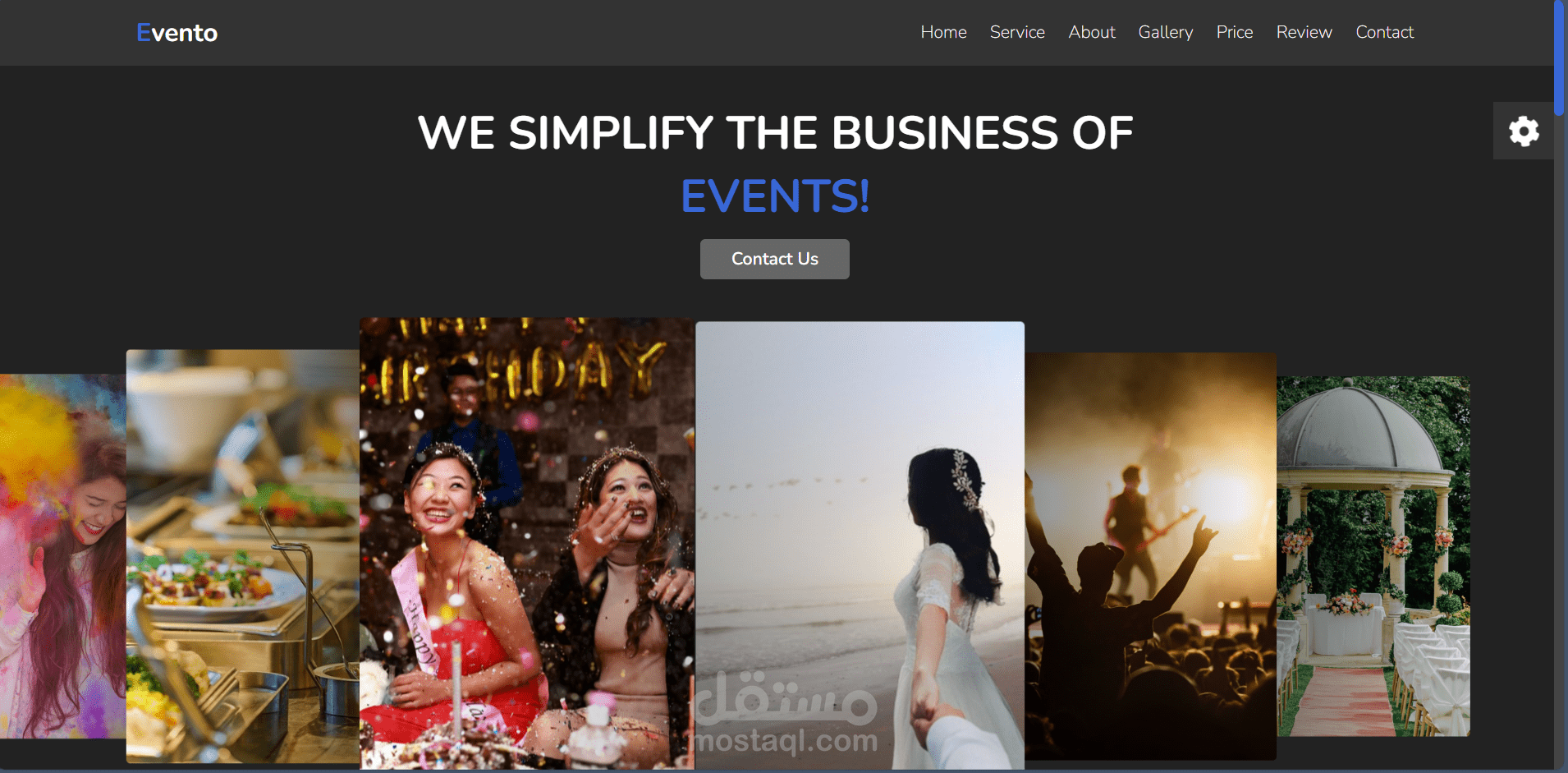Event planning responsive website.