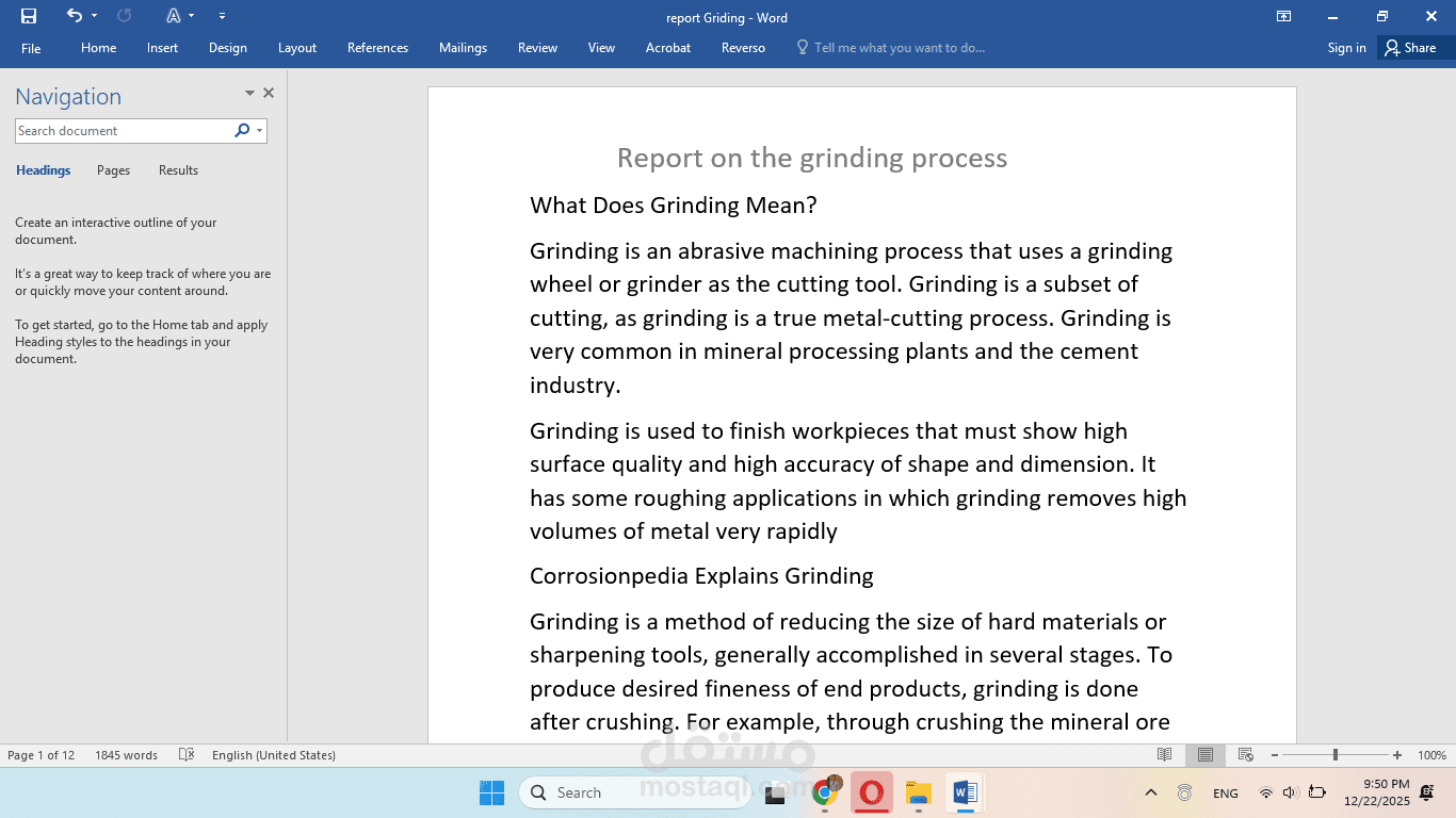 Support for Grinding Process Study and Data Entry