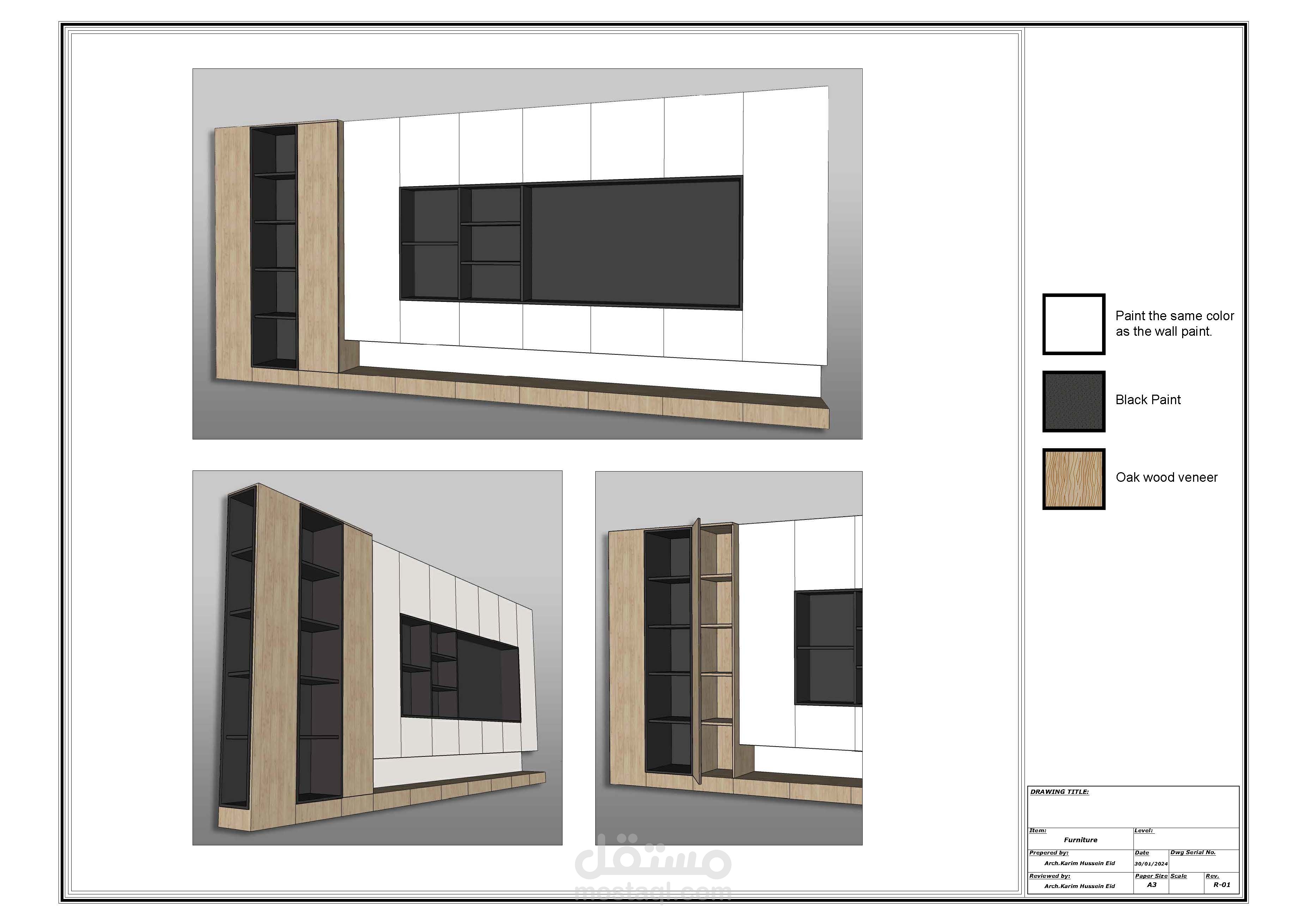TV Wall Design and Drawings