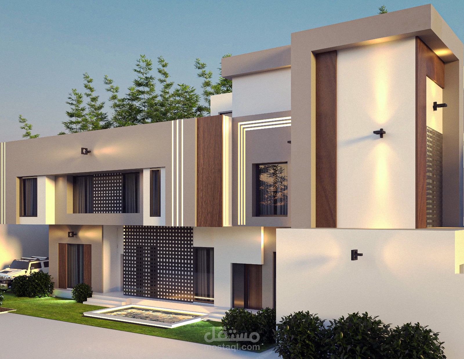 تصميم واجهة خارجية مودرن لمنزلك بألوان بيج أنيقة  |