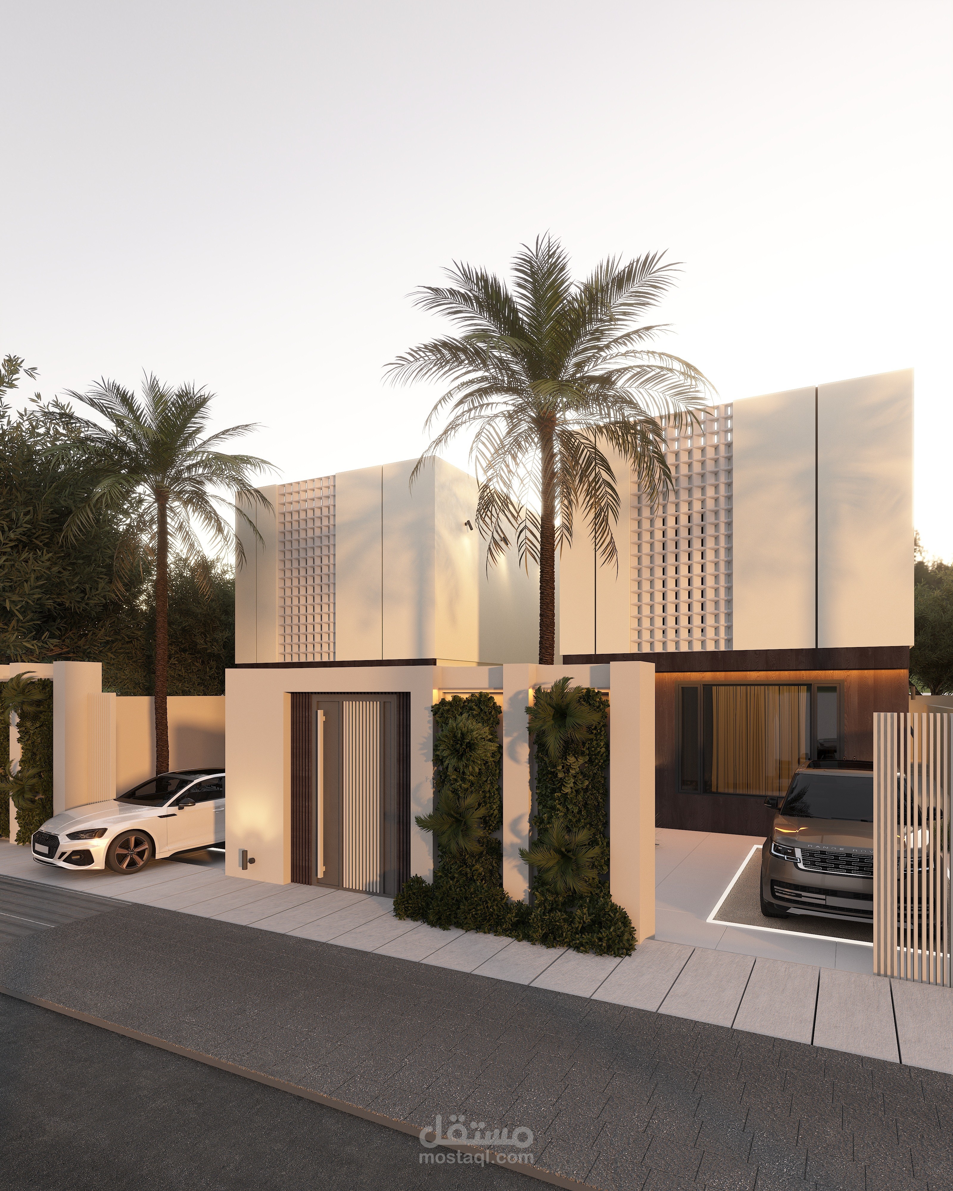 عرض تصميم توأم فيلا سكنية (Twin Villa) بأناقة معاصرة