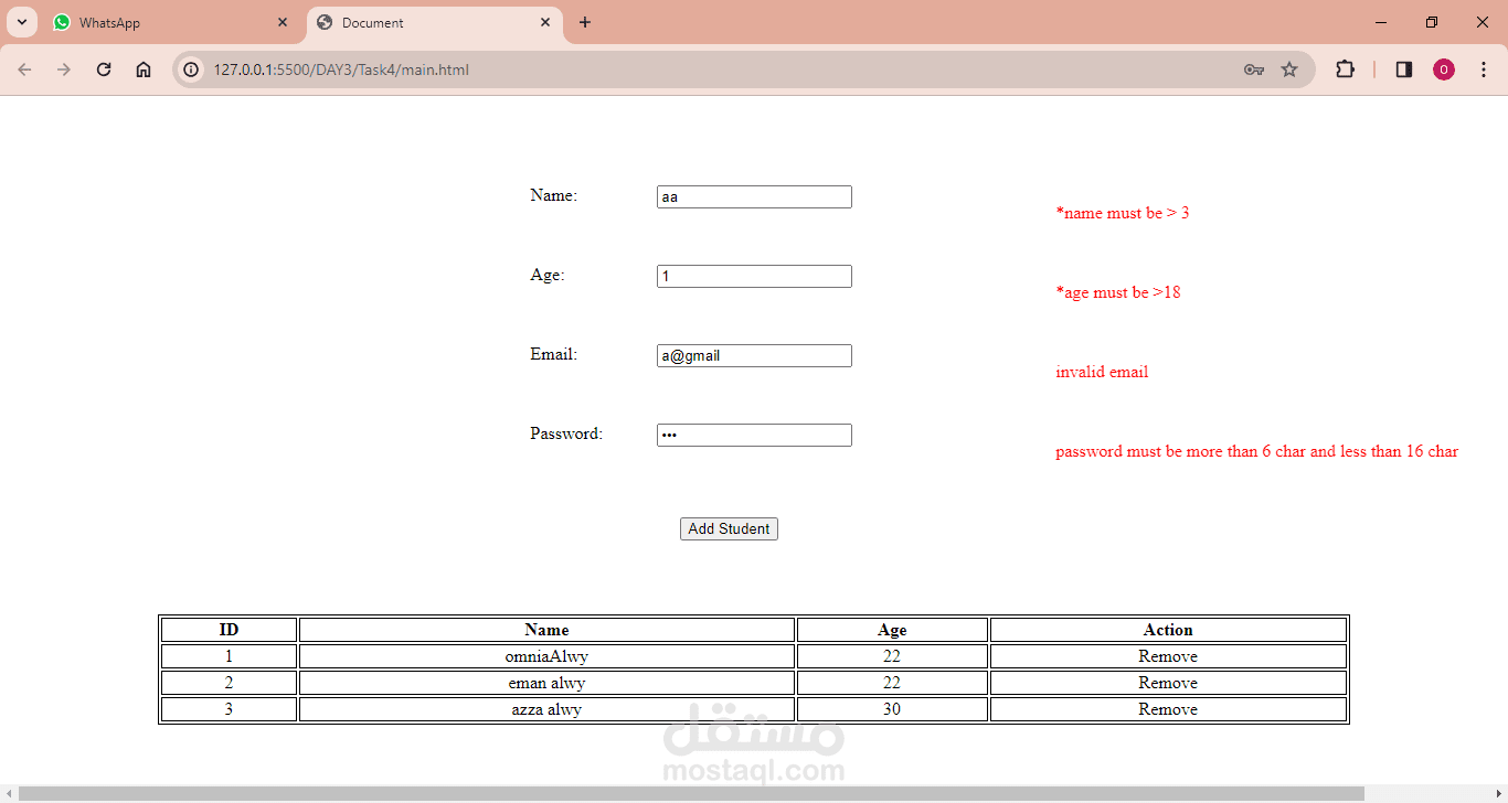 make table show data