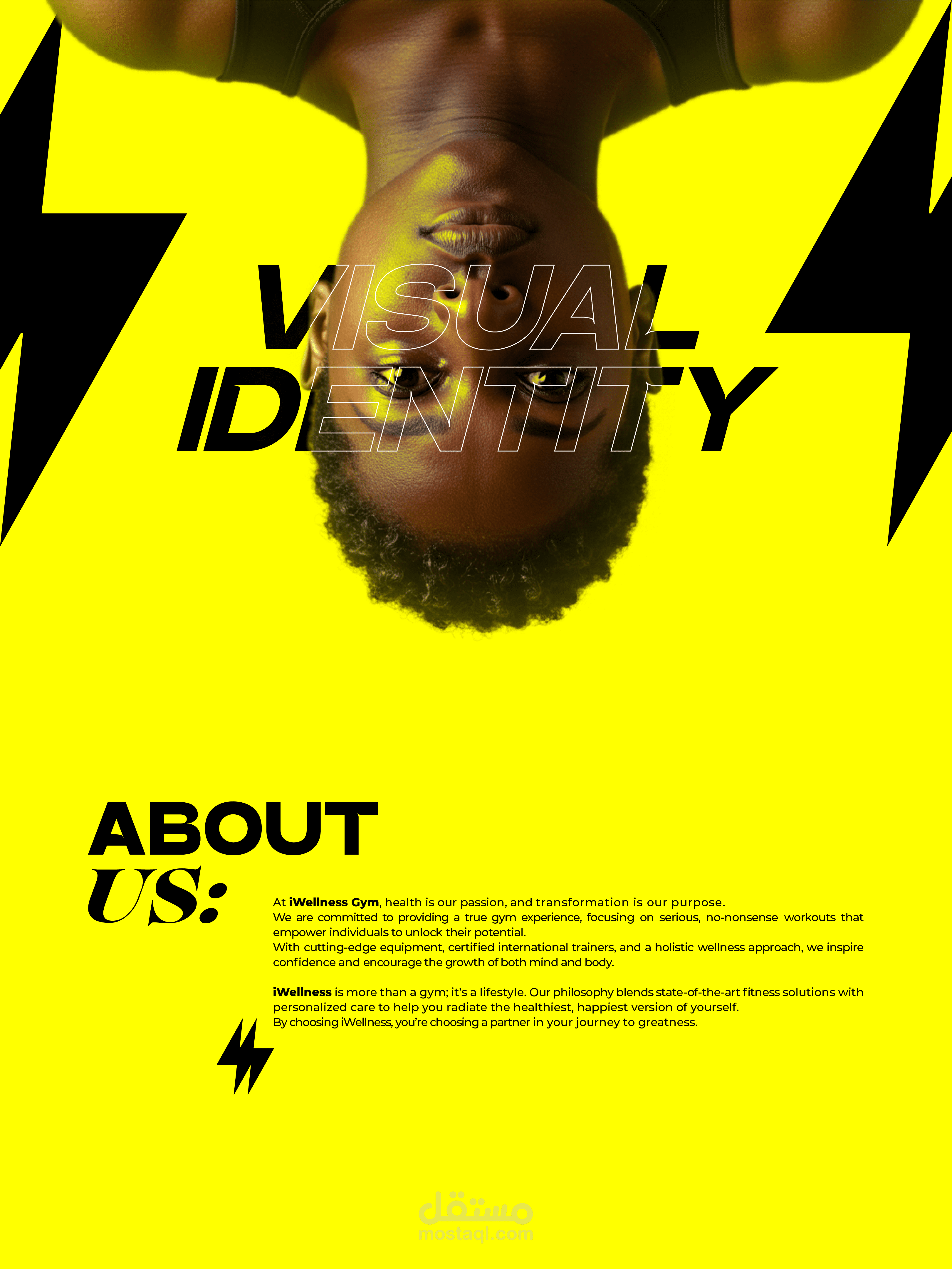 تصميم الشعار والهوية البصرية الرياضية لـ "iWellness Gym"