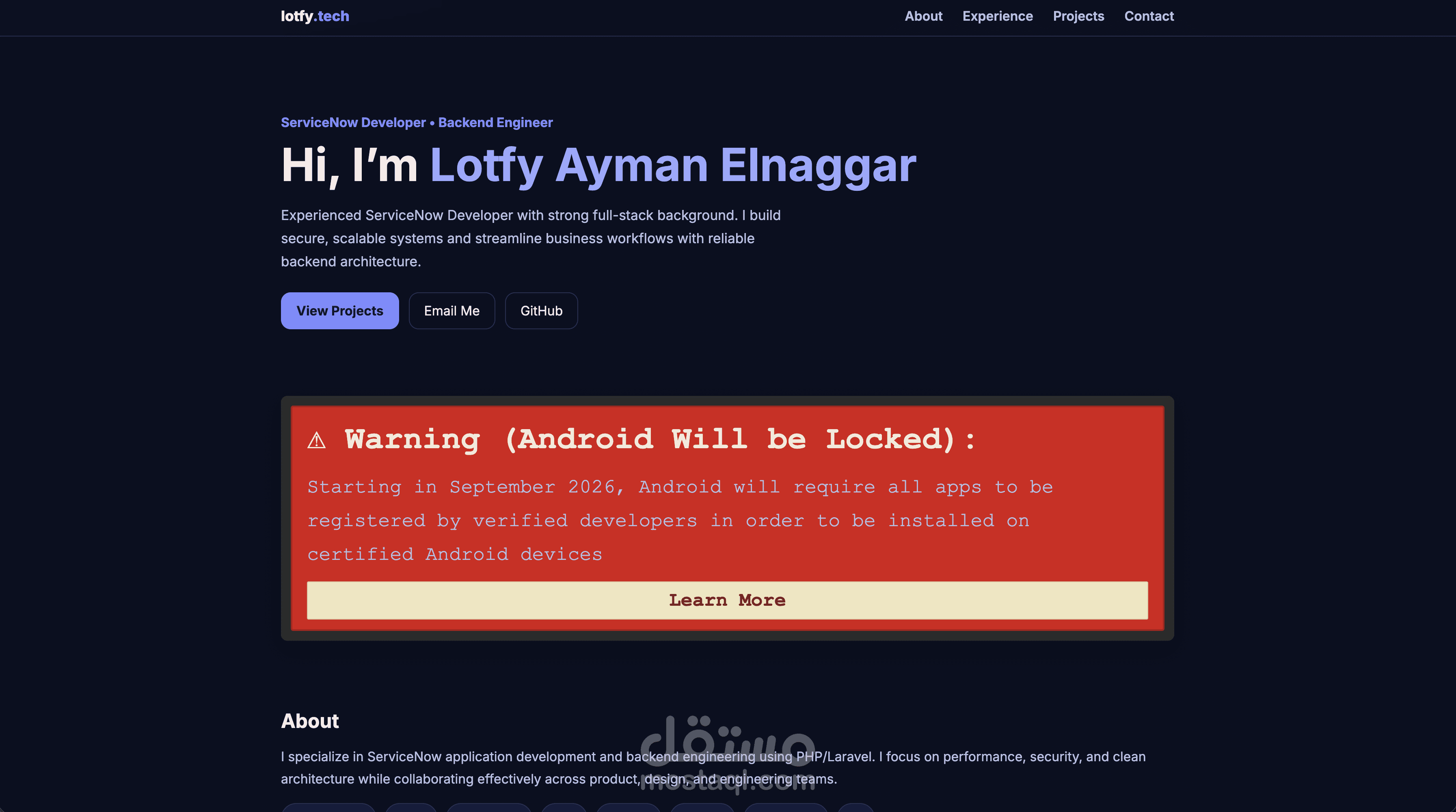 الموقع الشخصي Portfolio