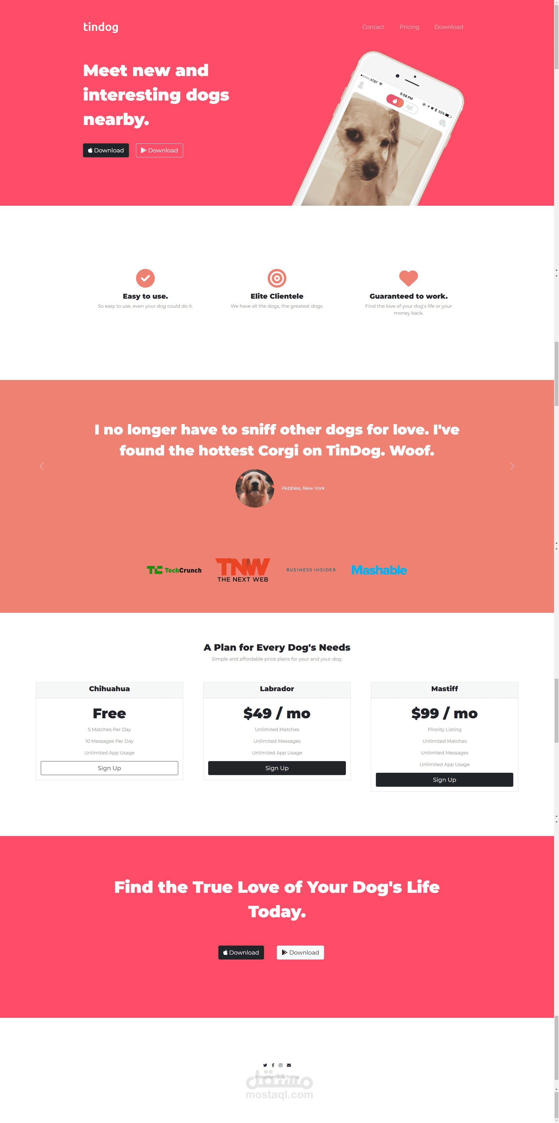 tindog it's a website for dogs
