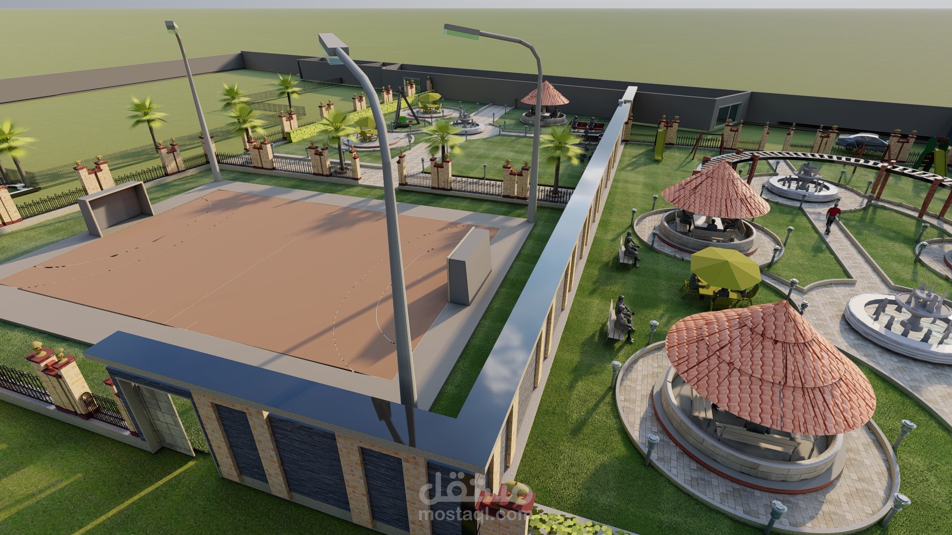 تصميم حديقة لاستراحة دور ارضي المملكة العربية السعودية-الرياض-الخرج- العفجة