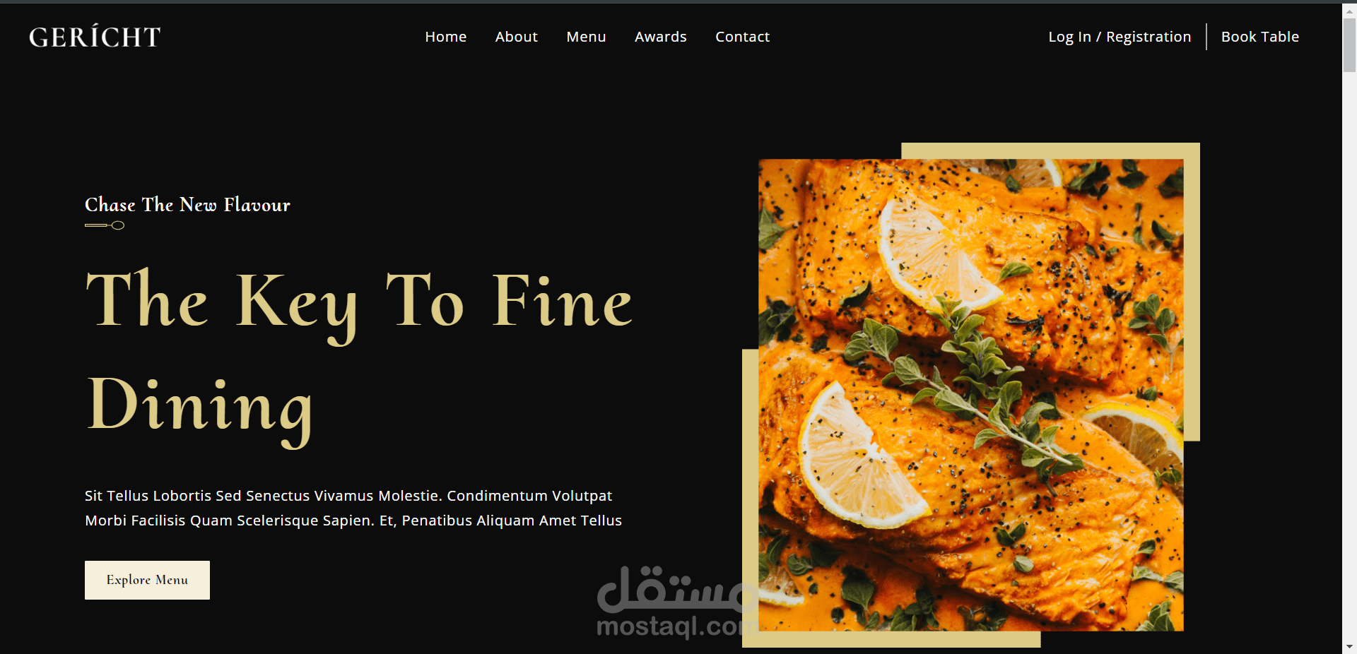 موقع الكتروني لمطعم Gericht Restaurant