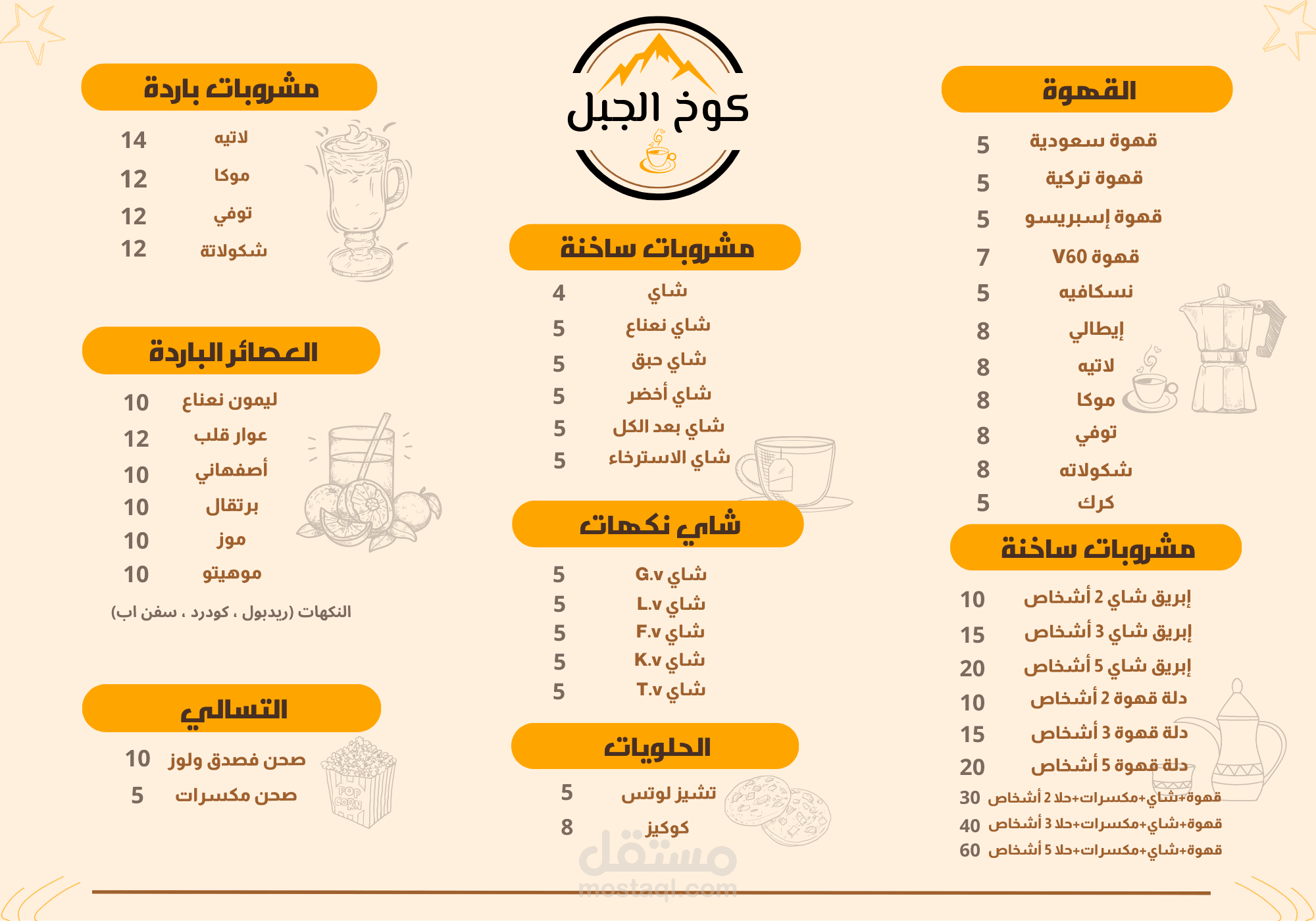 تصميم منيو كافيه