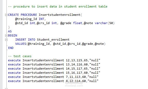 Examination System Data Base