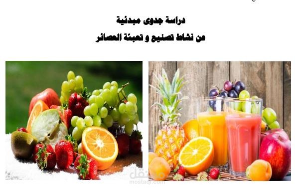 دراسة جدوى مصنع انتاج العصائر