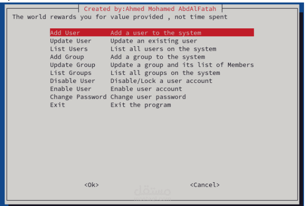 Script create to help system admins do some tasks the Manu (whiptail)