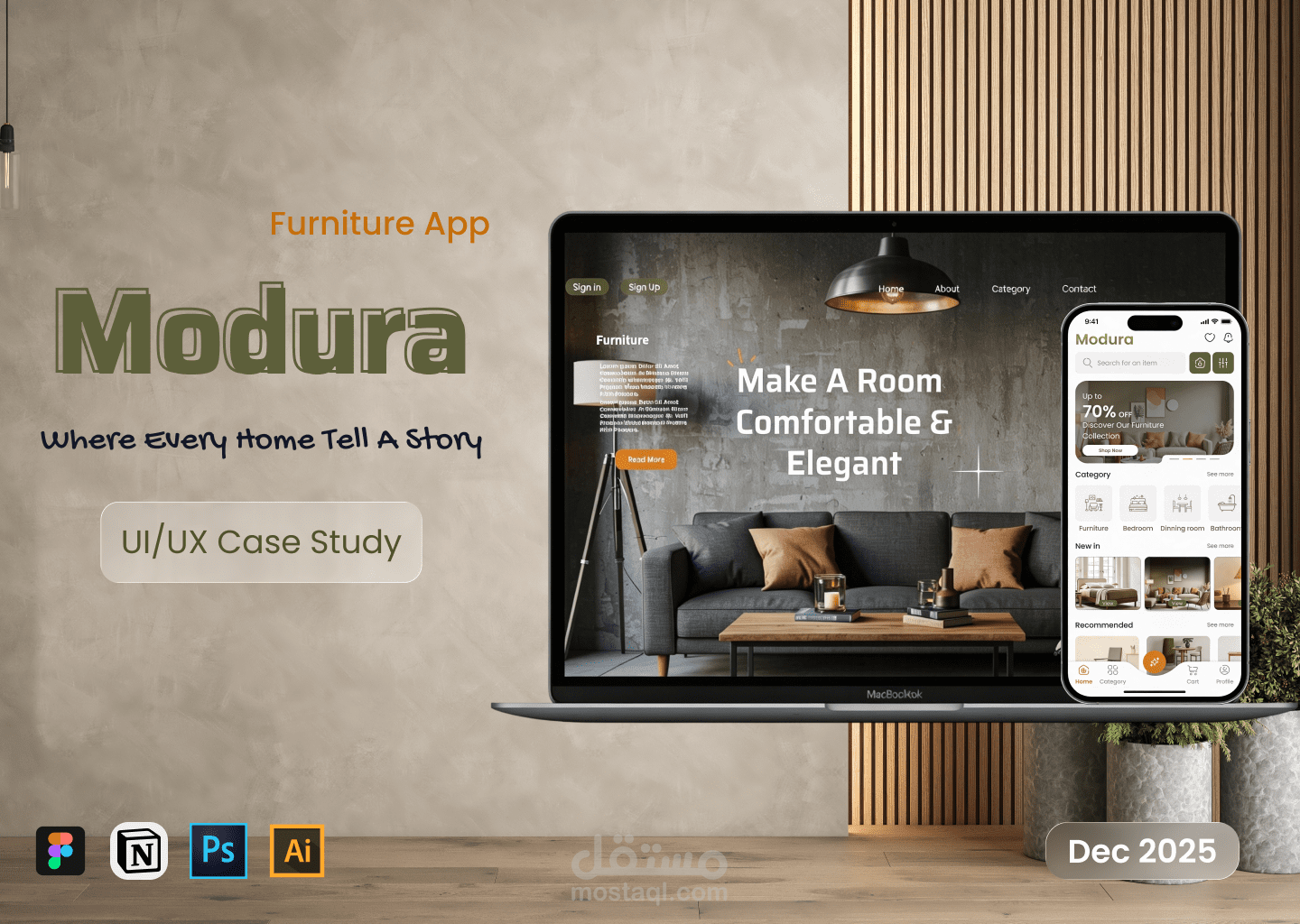 Modura Furniture mobile app and website UI Ux