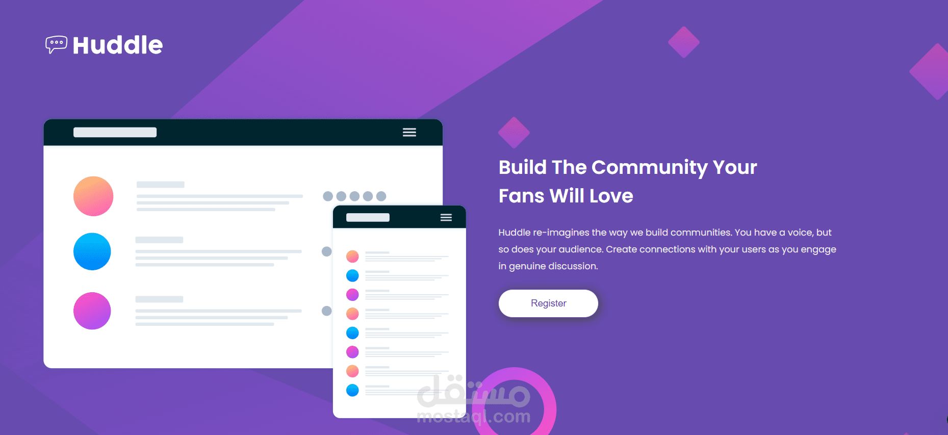 Huddle Landing Page with Single Introductory Section